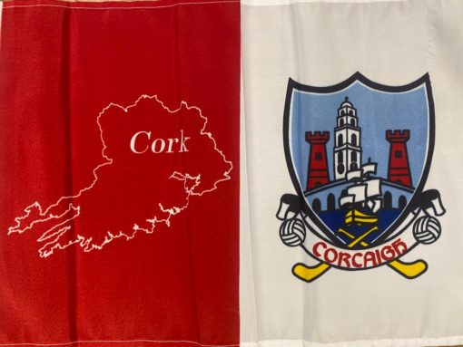 Cork GAA Flag 12"x18" with stick
