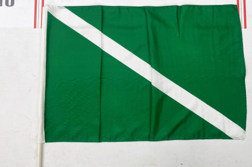 Green/White Sash 3ft x 2ft Supporters Flag on pole