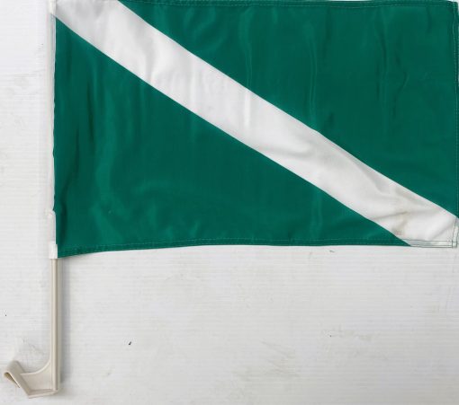 Green/White Sash Supporters Car Flag
